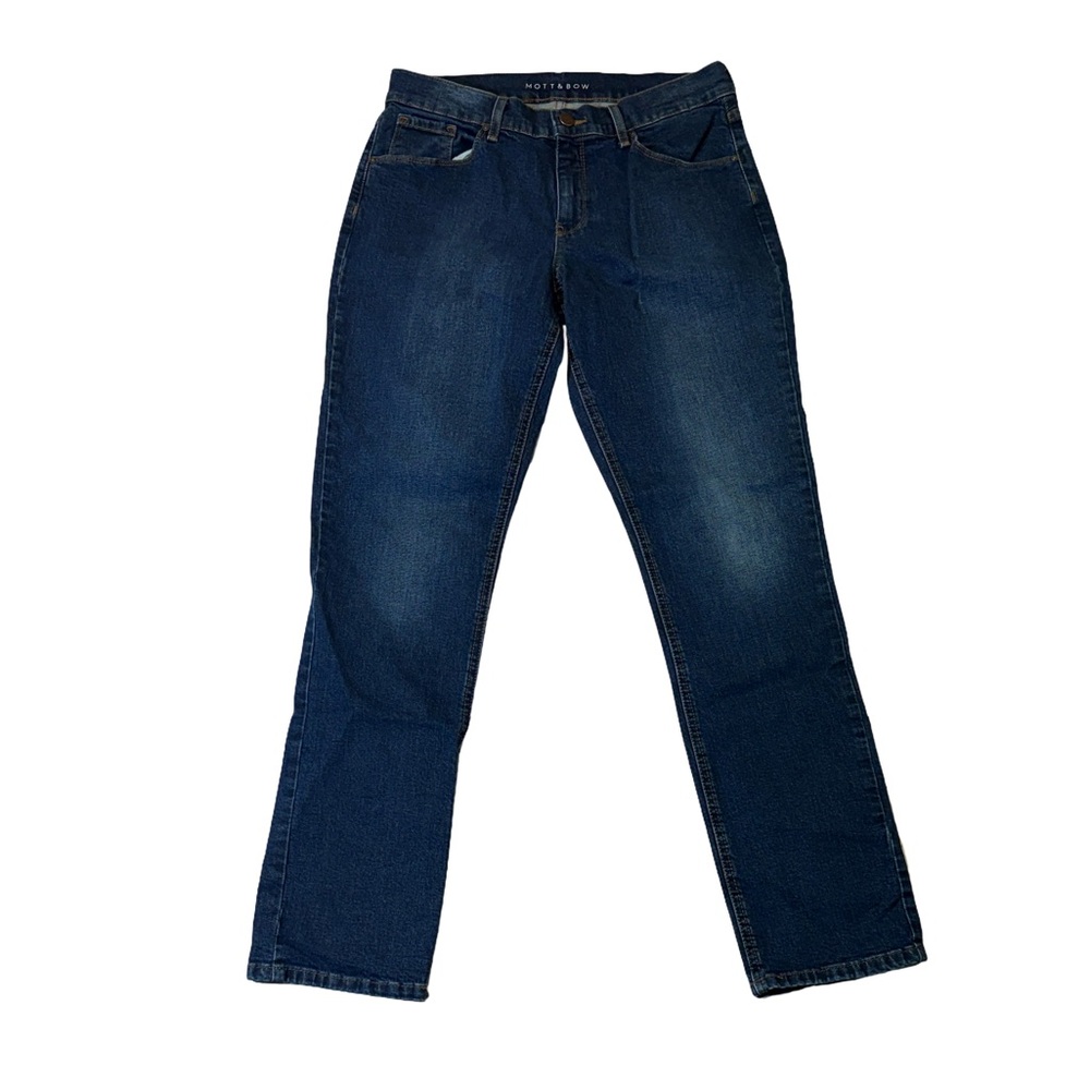 Mott & Bow womens 29 32L Boyfriend mid wash cotton blend denim blue jeans EUC